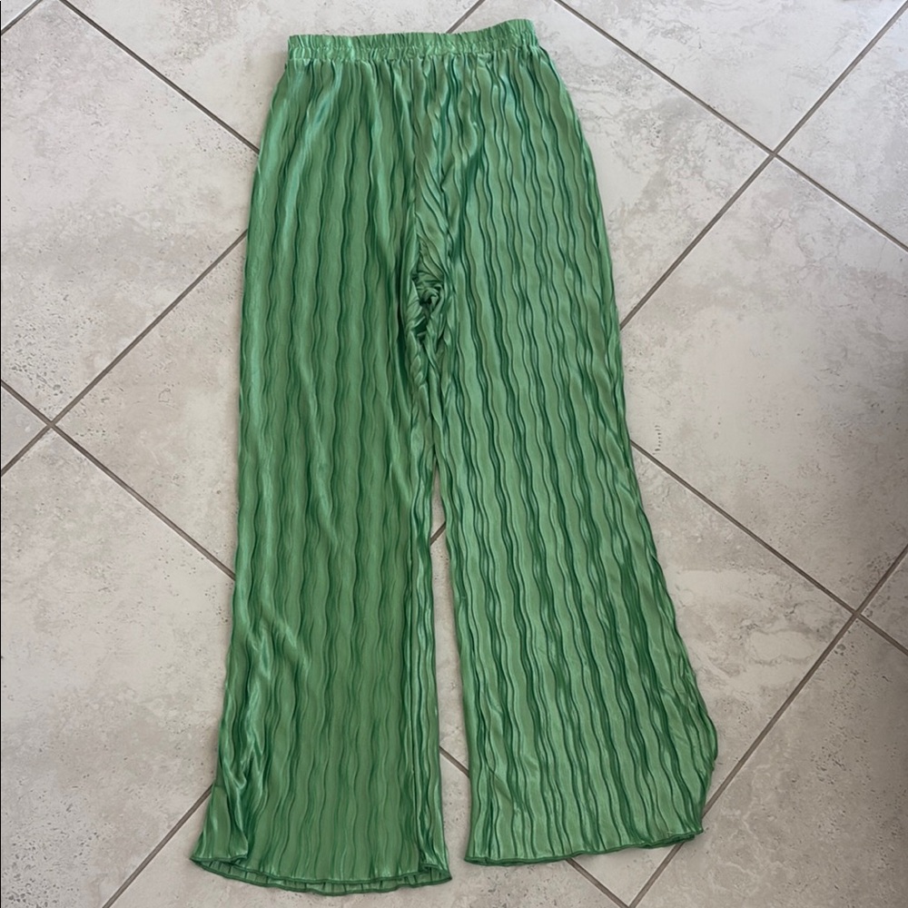 Green Sheer Wide-Leg Pants